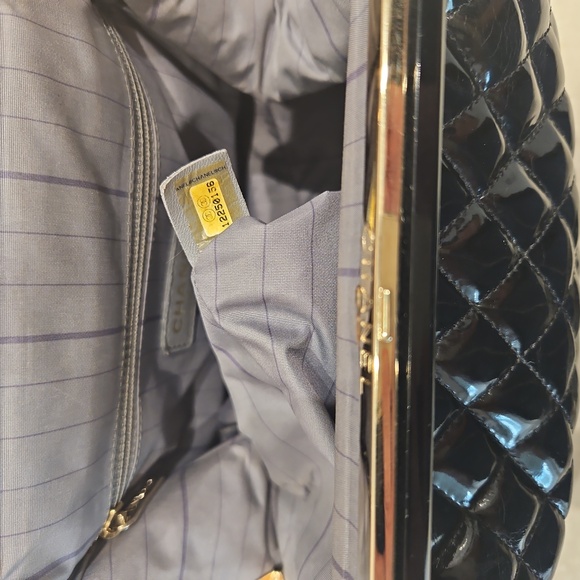 Chanel Mademoiselle Quilted Satchel Black Patent w/Gold Accents - Picture 6 of 8